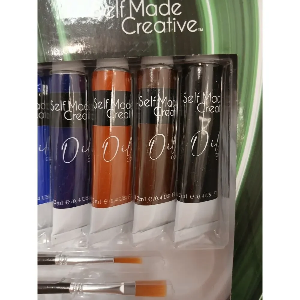 17 Pc Oil Paint Art Set w 4 Taklon Paint Brushes + Art Palette Value Professiona